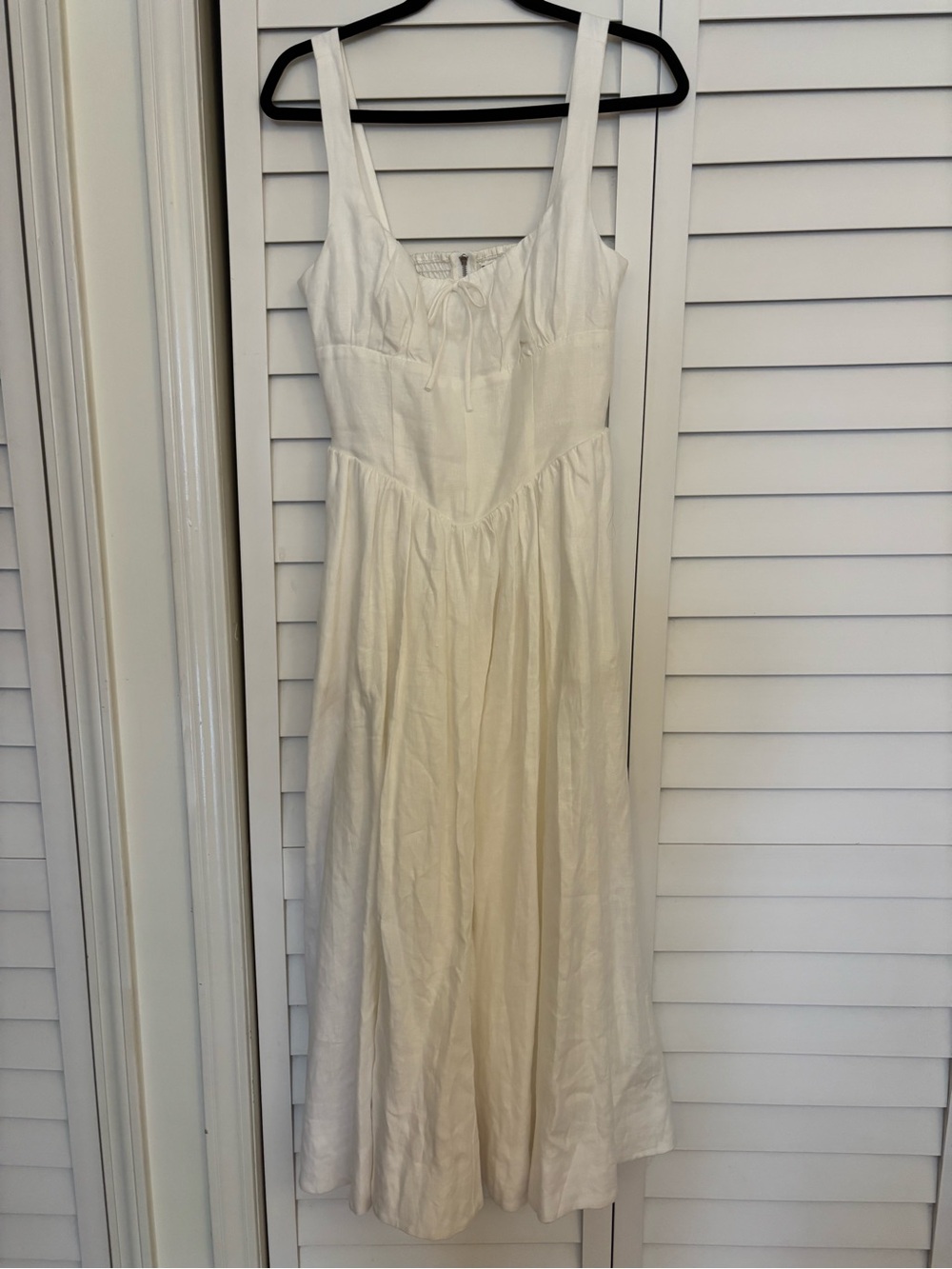Reformation Balia Linen White Scoop-Neck Midi Dress - Picture 4 of 6